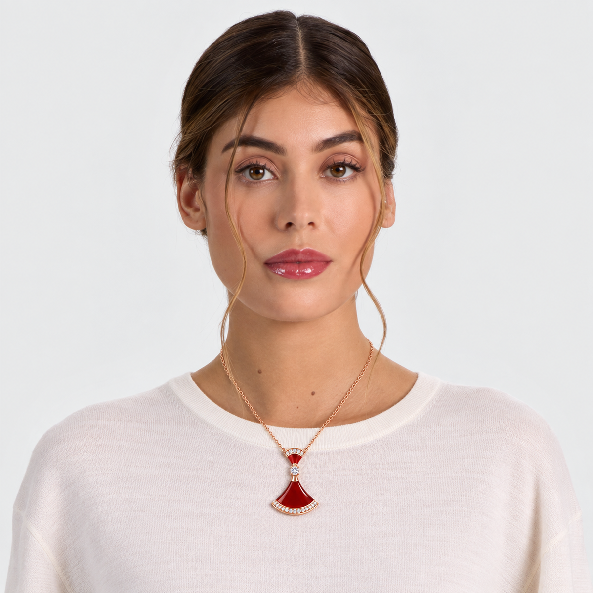 Fan 18K Gold Plated Pendant Necklace