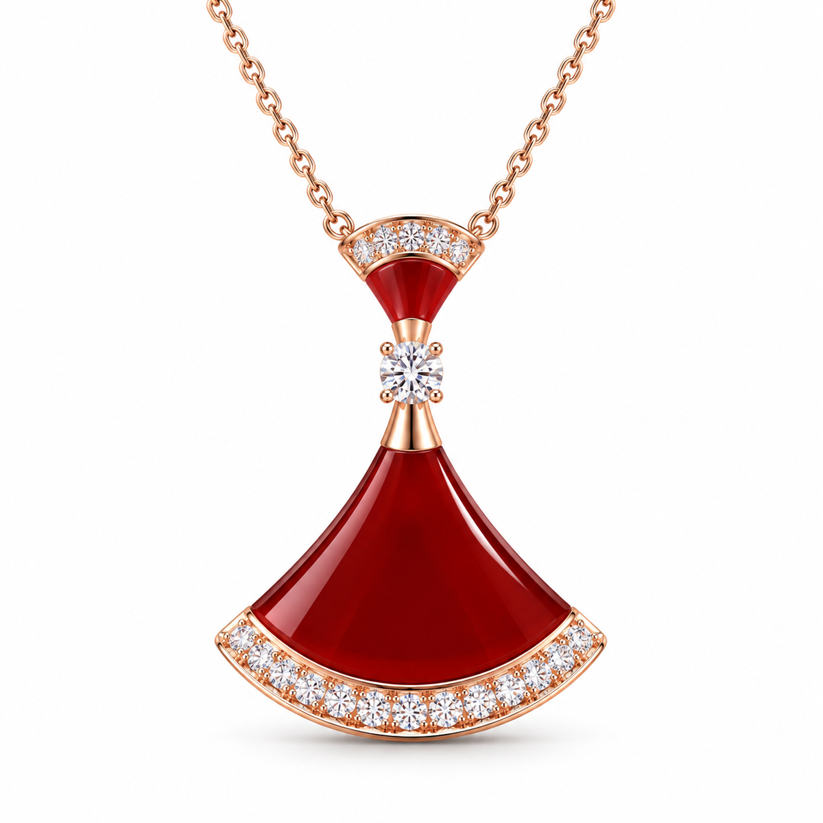 Fan 18K Gold Plated Pendant Necklace