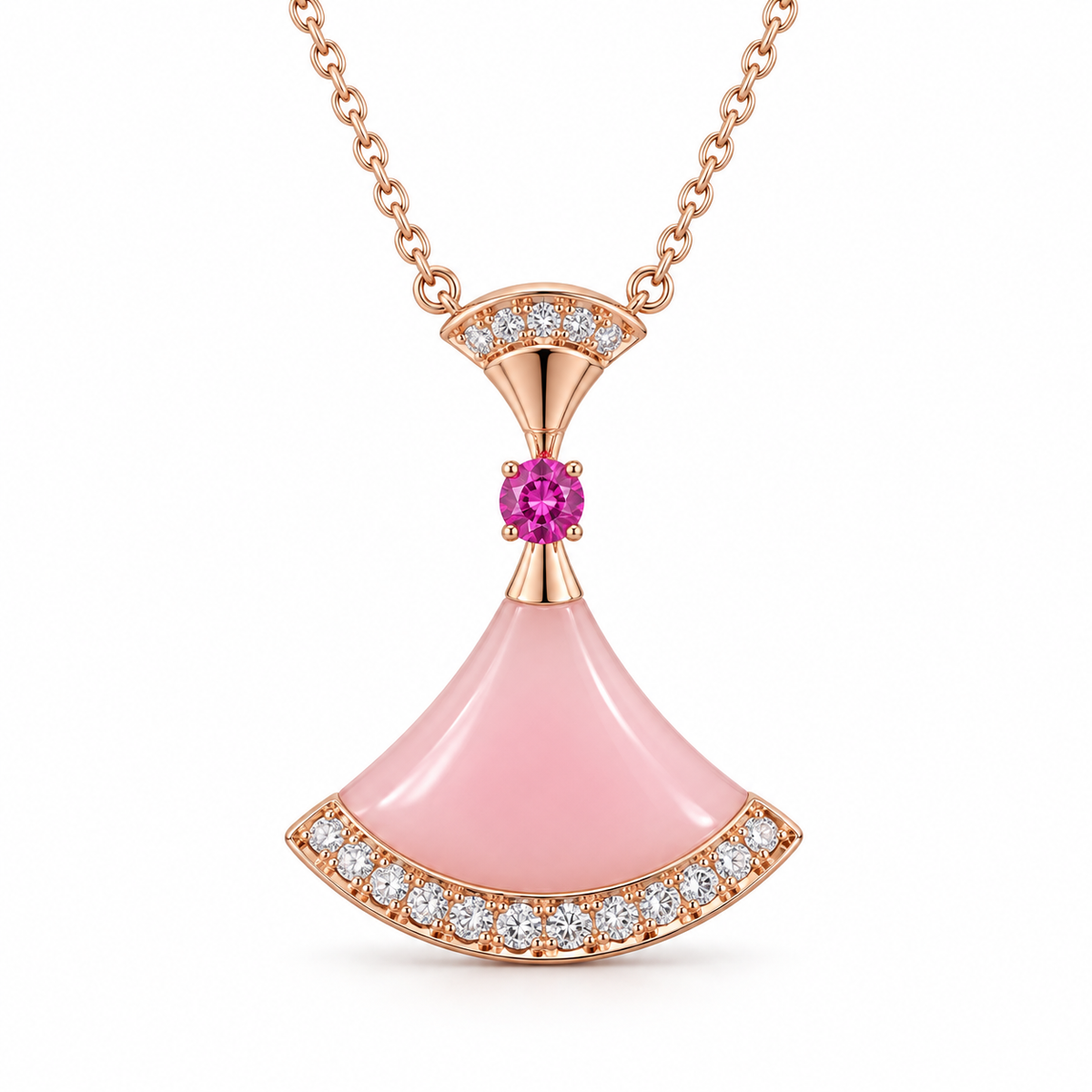 Fan 18K Gold Plated Pendant Necklace