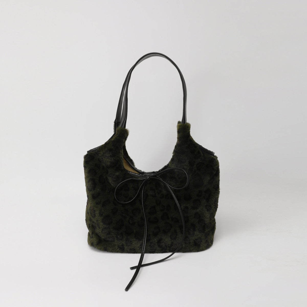 Leopard Print Plush Tote Bag for Women Light Luxury Commuter Bag
