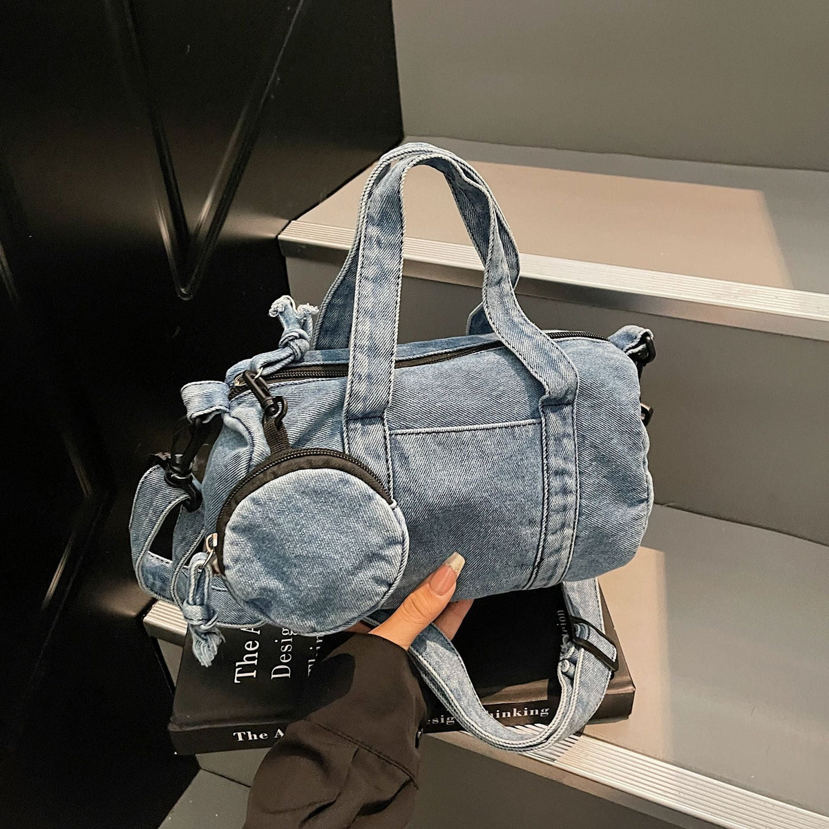 Retro Denim Messenger Bag for Women - Large Capacity Casual Shoulder Bag