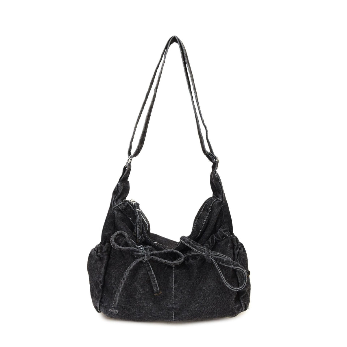 Bow Denim Messenger Bag Lightweight Commuter Shoulder Bag
