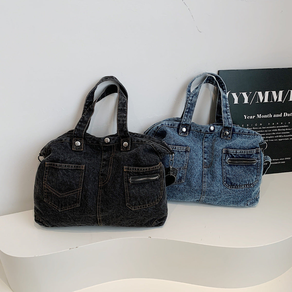 Denim Large-Capacity Shoulder Bag Casual Commuter Tote