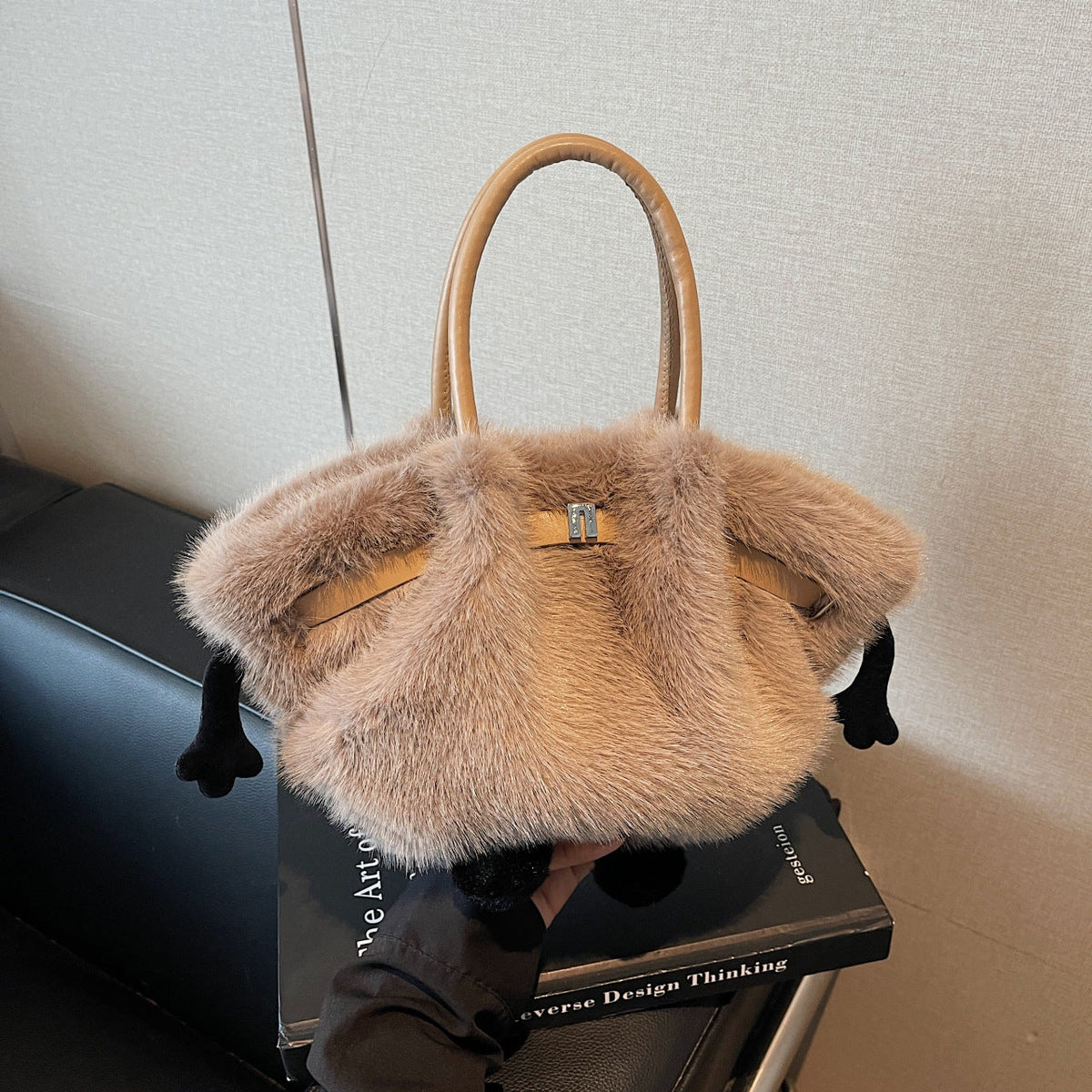 Demellier Pleated Plush Shoulder Bag - Cute Trendy Bucket Style