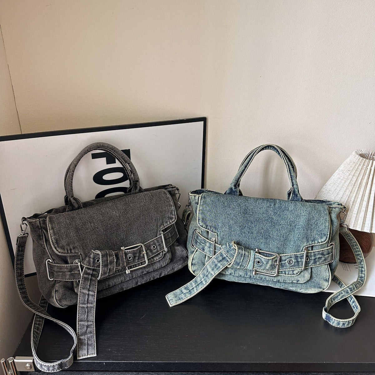 Retro Denim Tote Bag Casual Commuter Shoulder Messenger