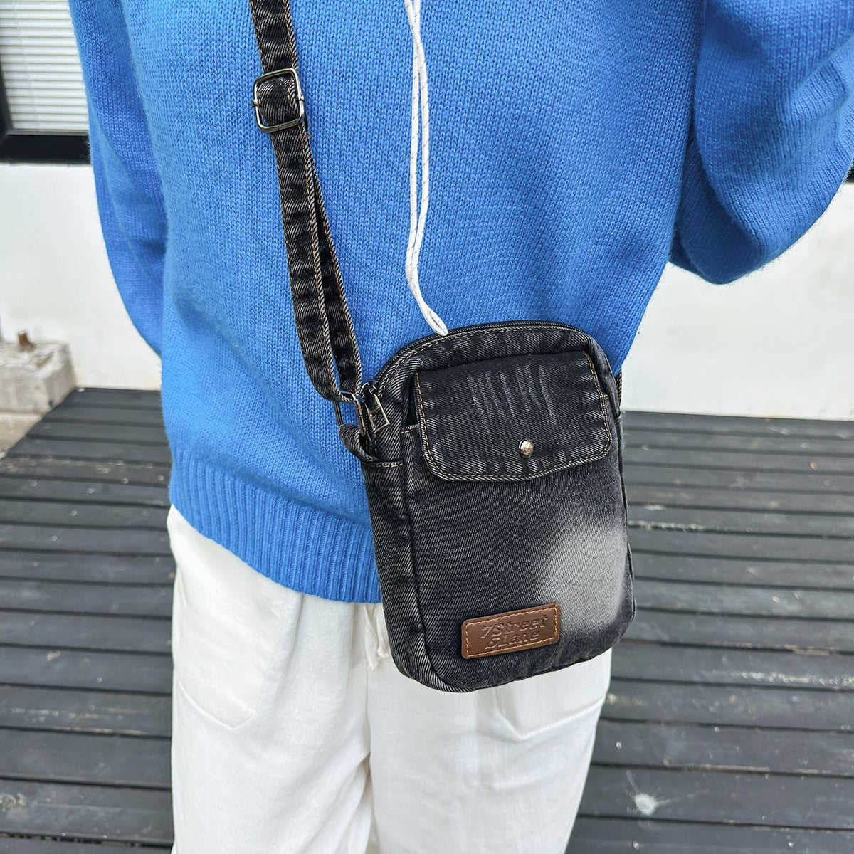 Simple Denim Square Shoulder Bag for College Students