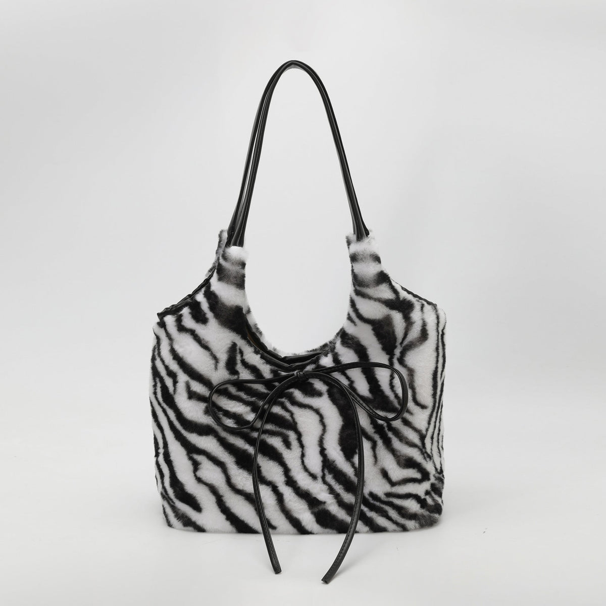 Leopard Print Plush Tote Bag for Women Light Luxury Commuter Bag