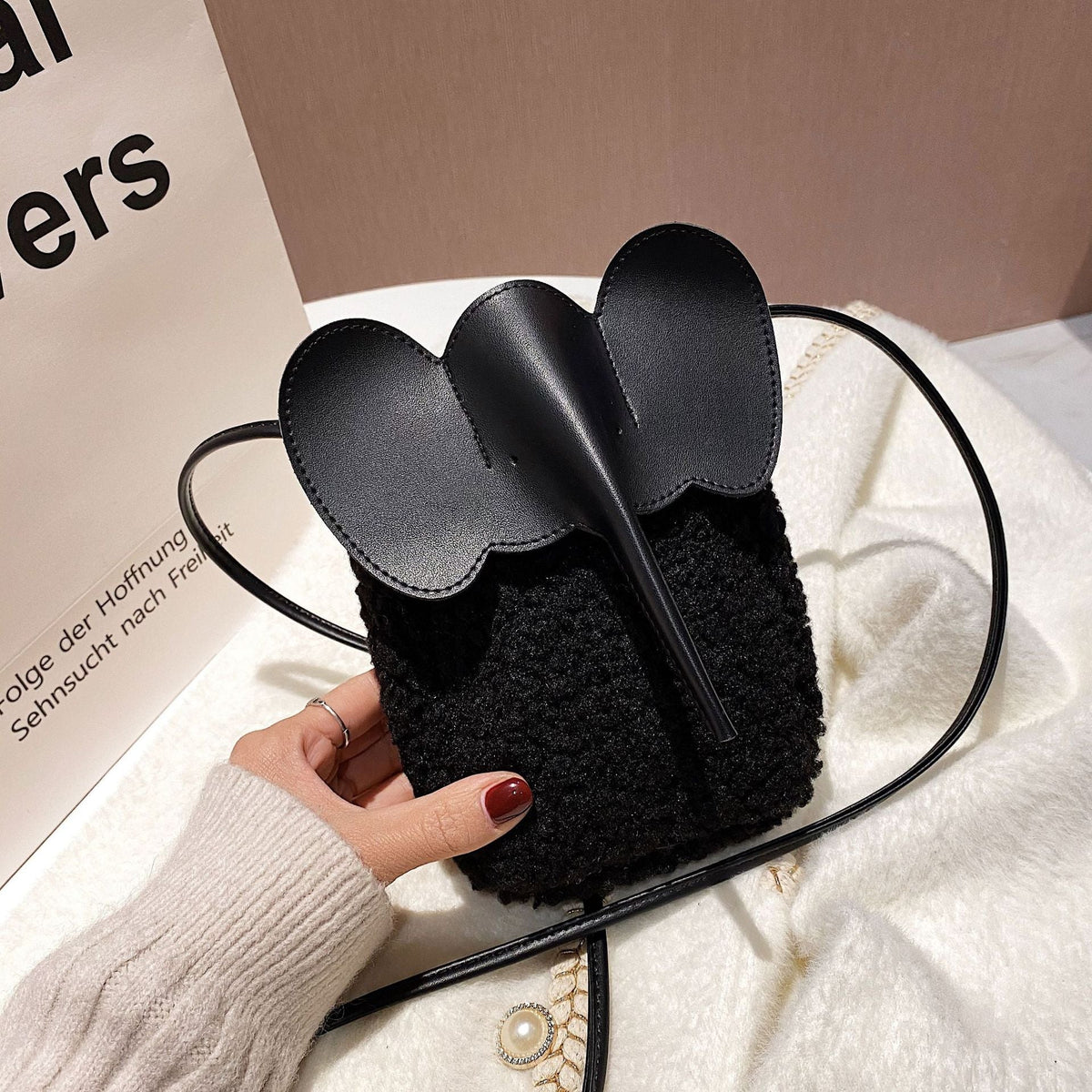 Lamb Wool Splicing Small Square Bag Fashion Messenger Bag