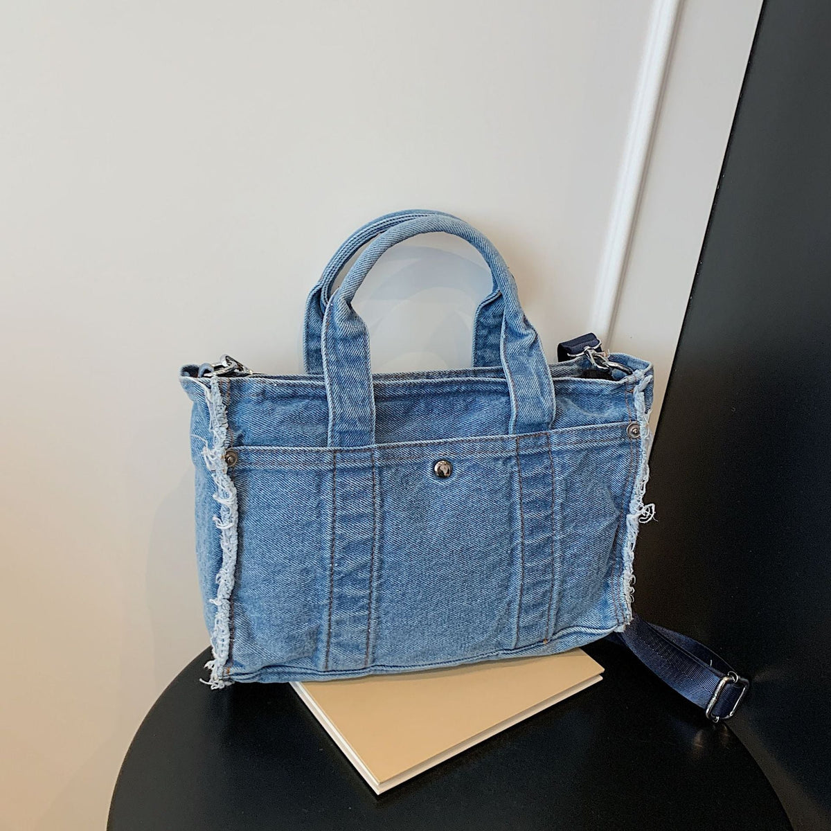 Denim Messenger Bag Large Capacity Casual Commuter Tote