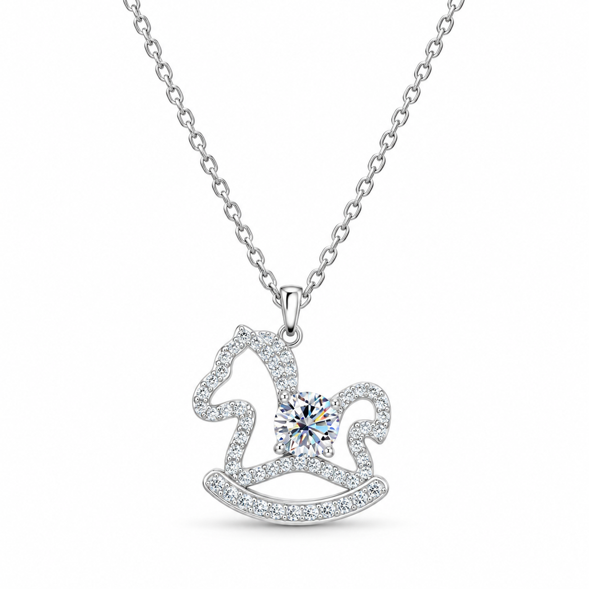 Rocking Horse 0.5CT Moissanite Pendant Necklace