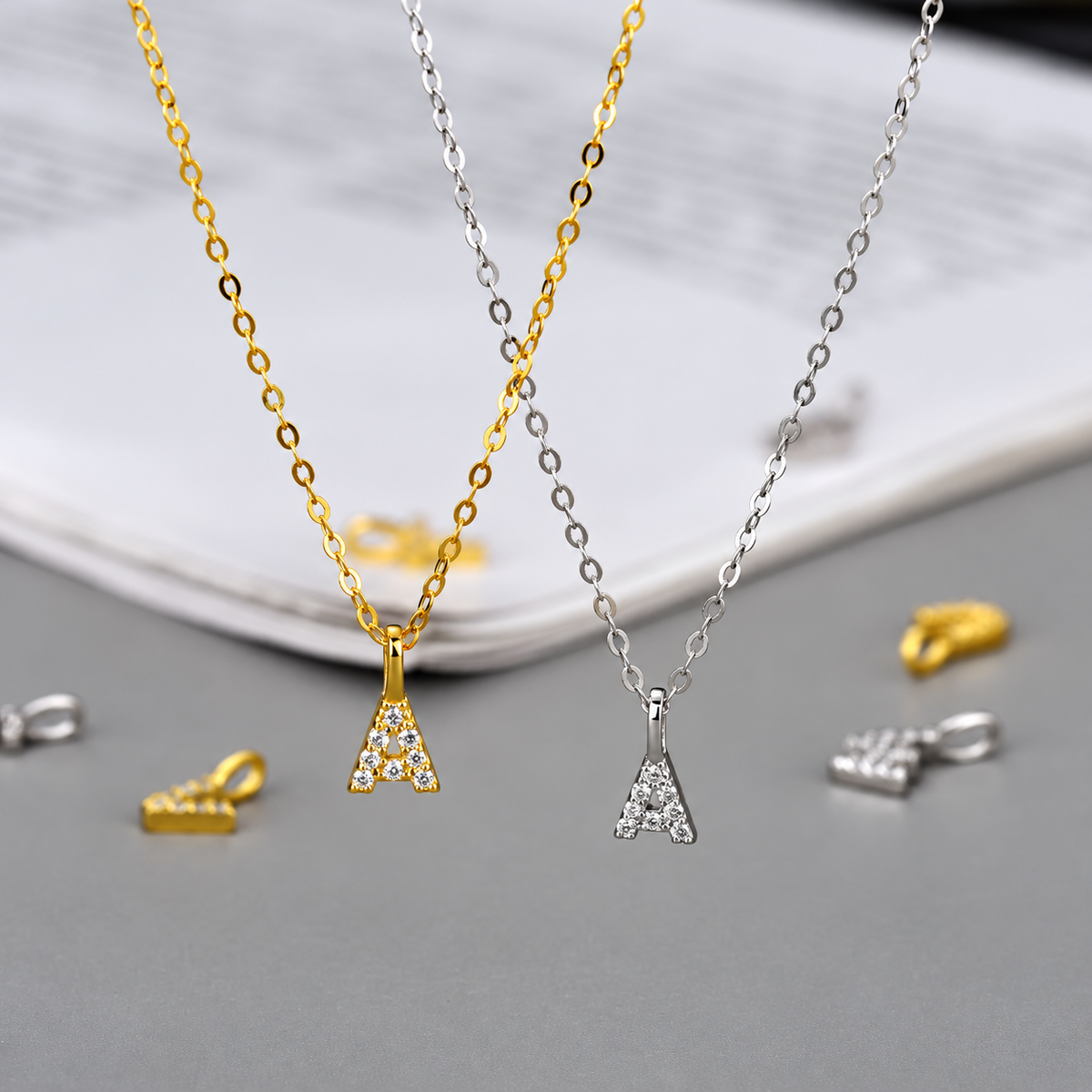 S925 Initial Letter Necklace Personalized A–Z Pendant