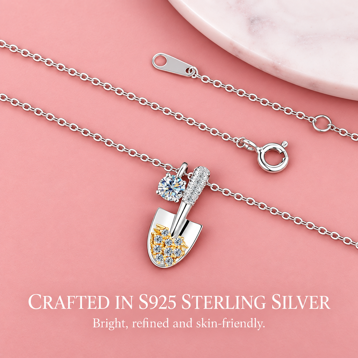 Shovel 0.3CT Moissanite Pendant Necklace