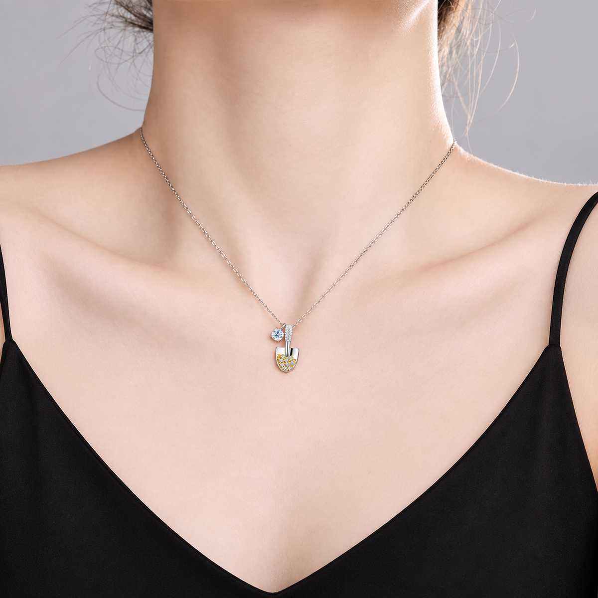Shovel 0.3CT Moissanite Pendant Necklace