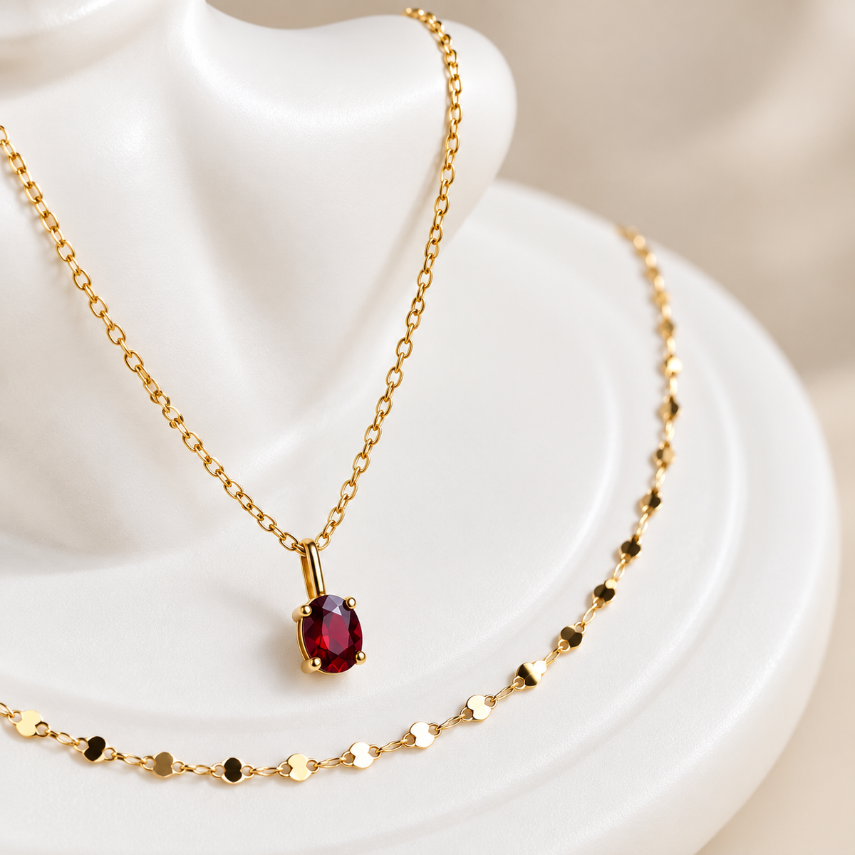 The Amara Garnet Layered Necklace