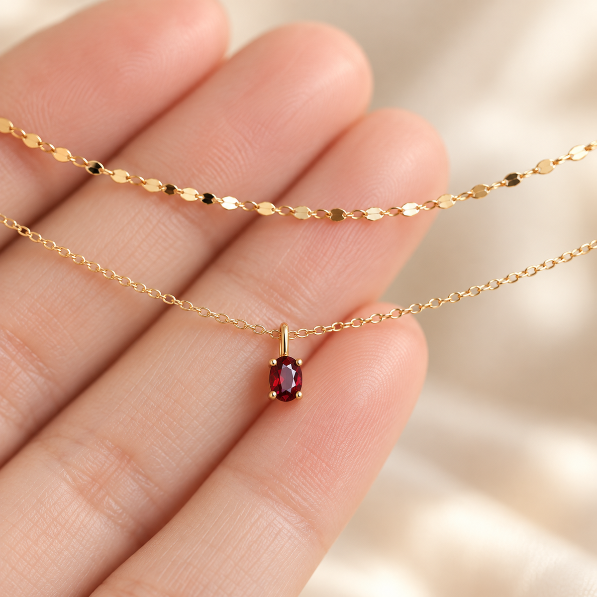 The Amara Garnet Layered Necklace