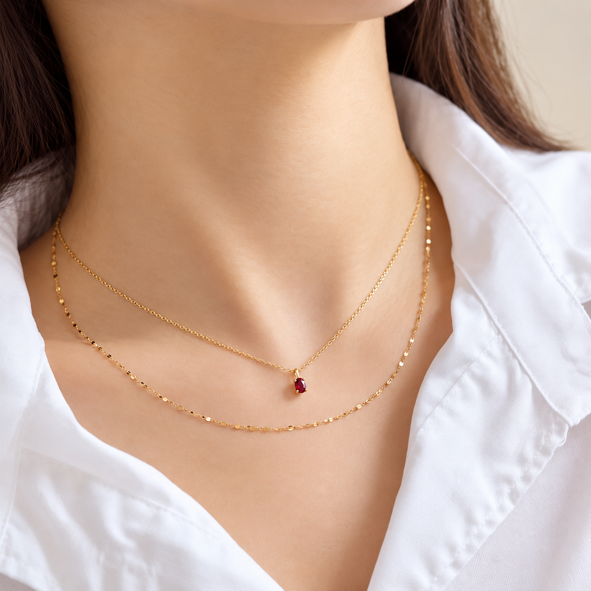 The Amara Garnet Layered Necklace