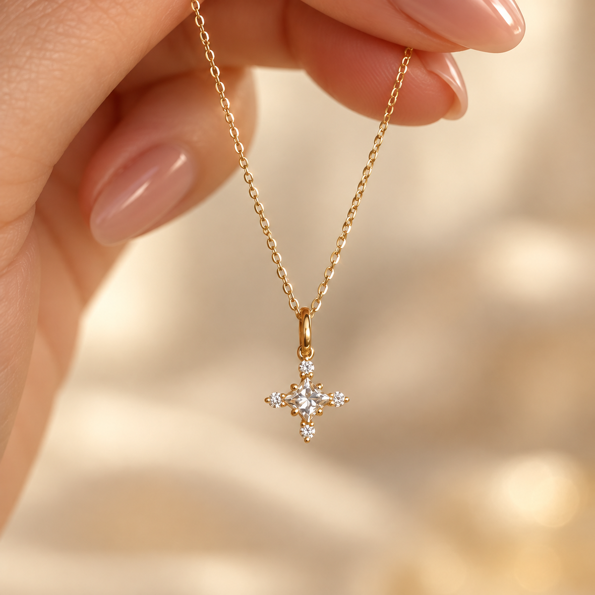 The Aurelia Princess-Cut Cross Pendant Necklace