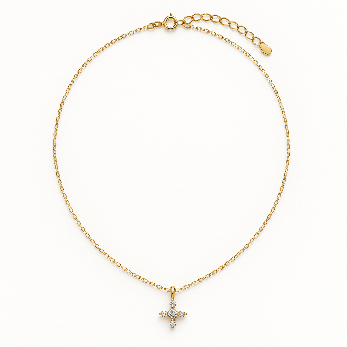 The Aurelia Princess-Cut Cross Pendant Necklace