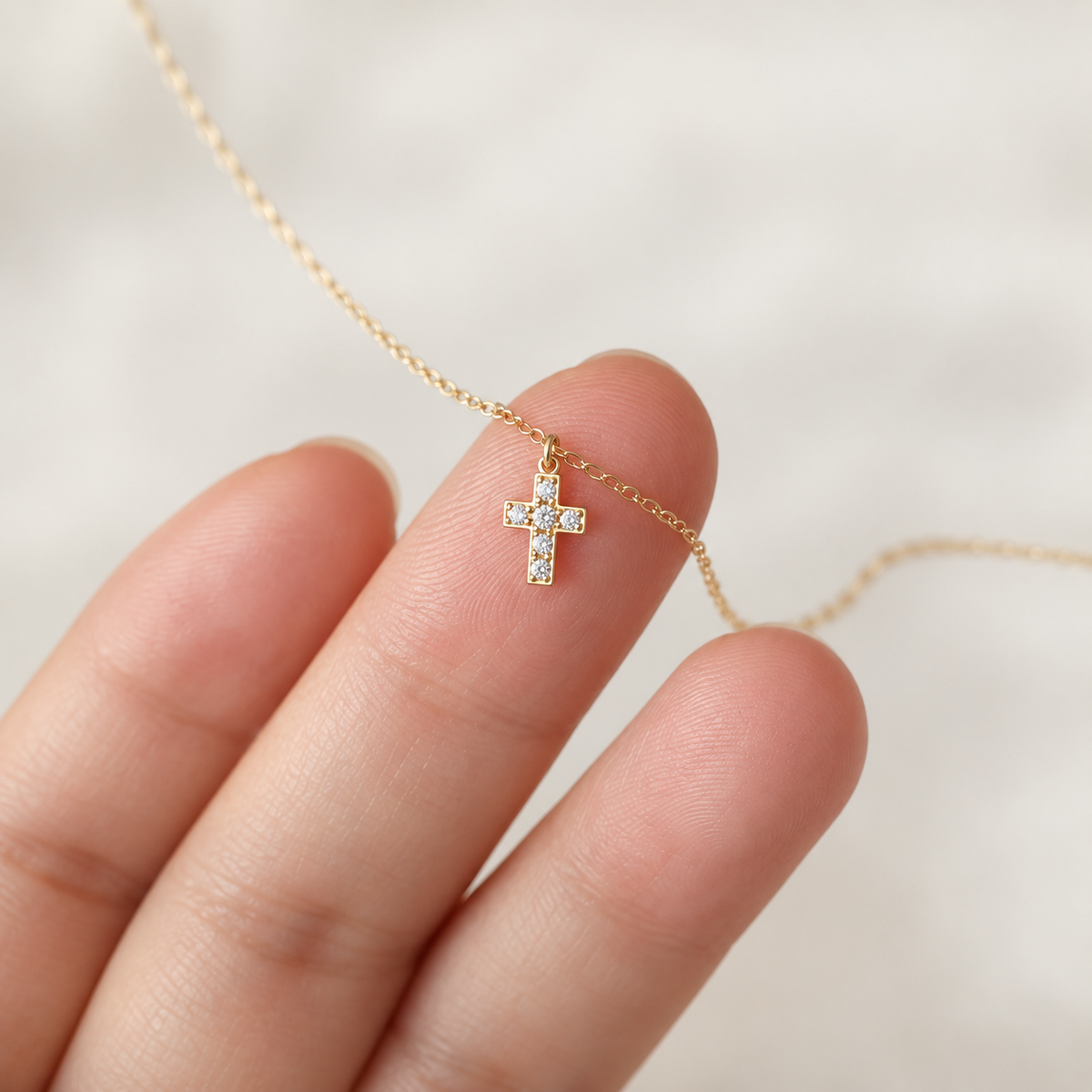 The Celeste Mini Cross Necklace