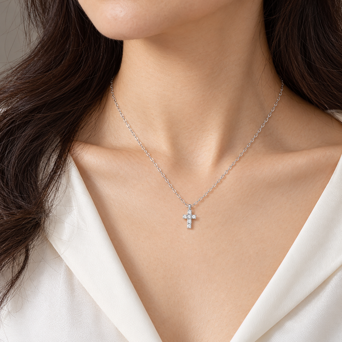 The Celeste Mini Cross Necklace