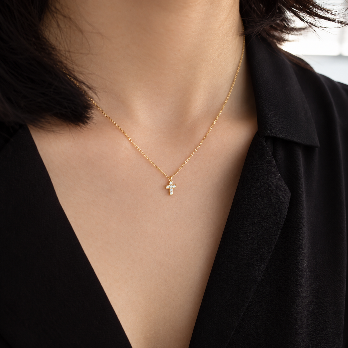 The Celeste Mini Cross Necklace