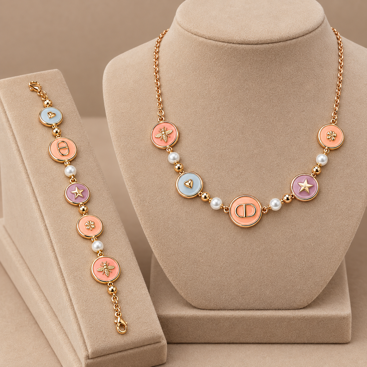 The Celia Macaron Charm Necklace & Bracelet