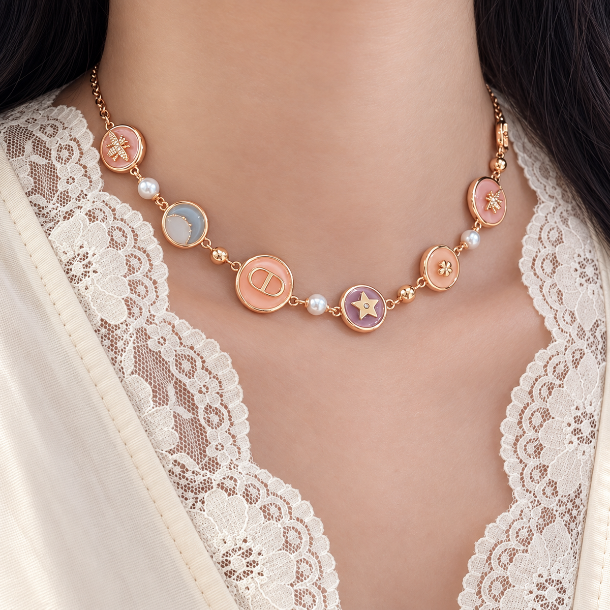The Celia Macaron Charm Necklace & Bracelet