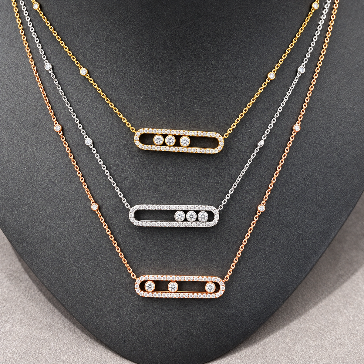 The Celina Sliding Three-Stone Necklace