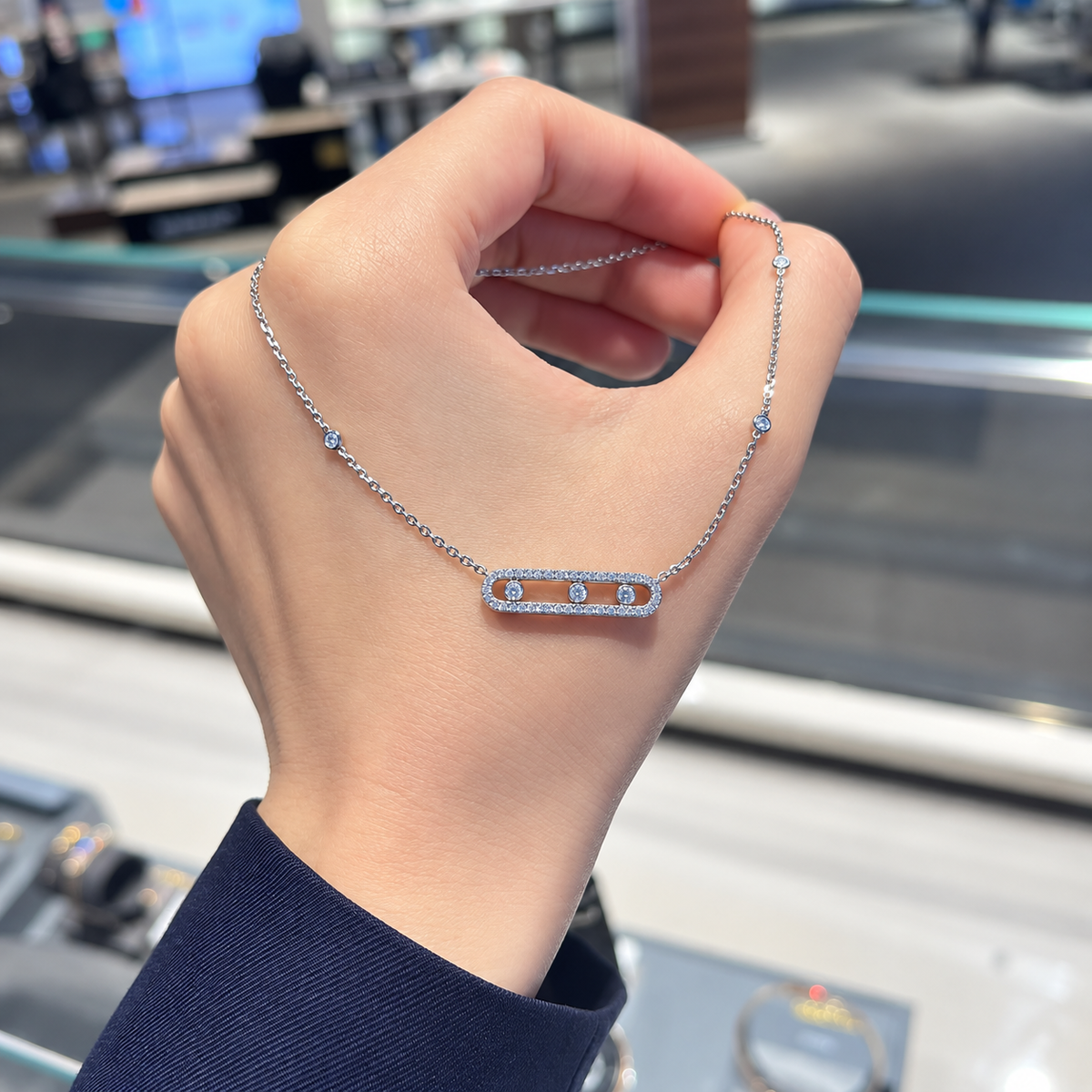 The Celina Sliding Three-Stone Necklace