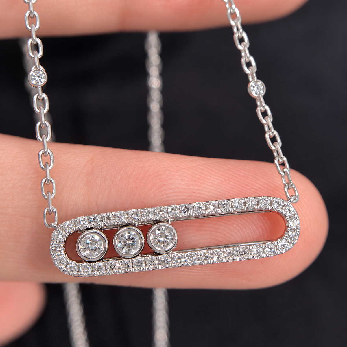 The Celina Sliding Three-Stone Necklace