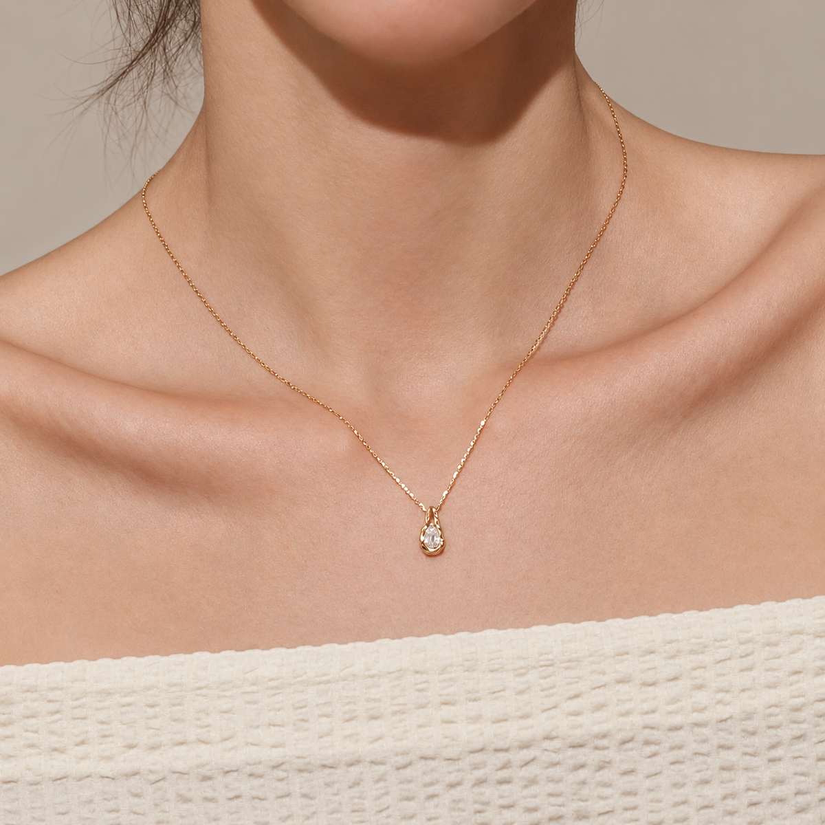 The Elara Teardrop Moissanite Necklace