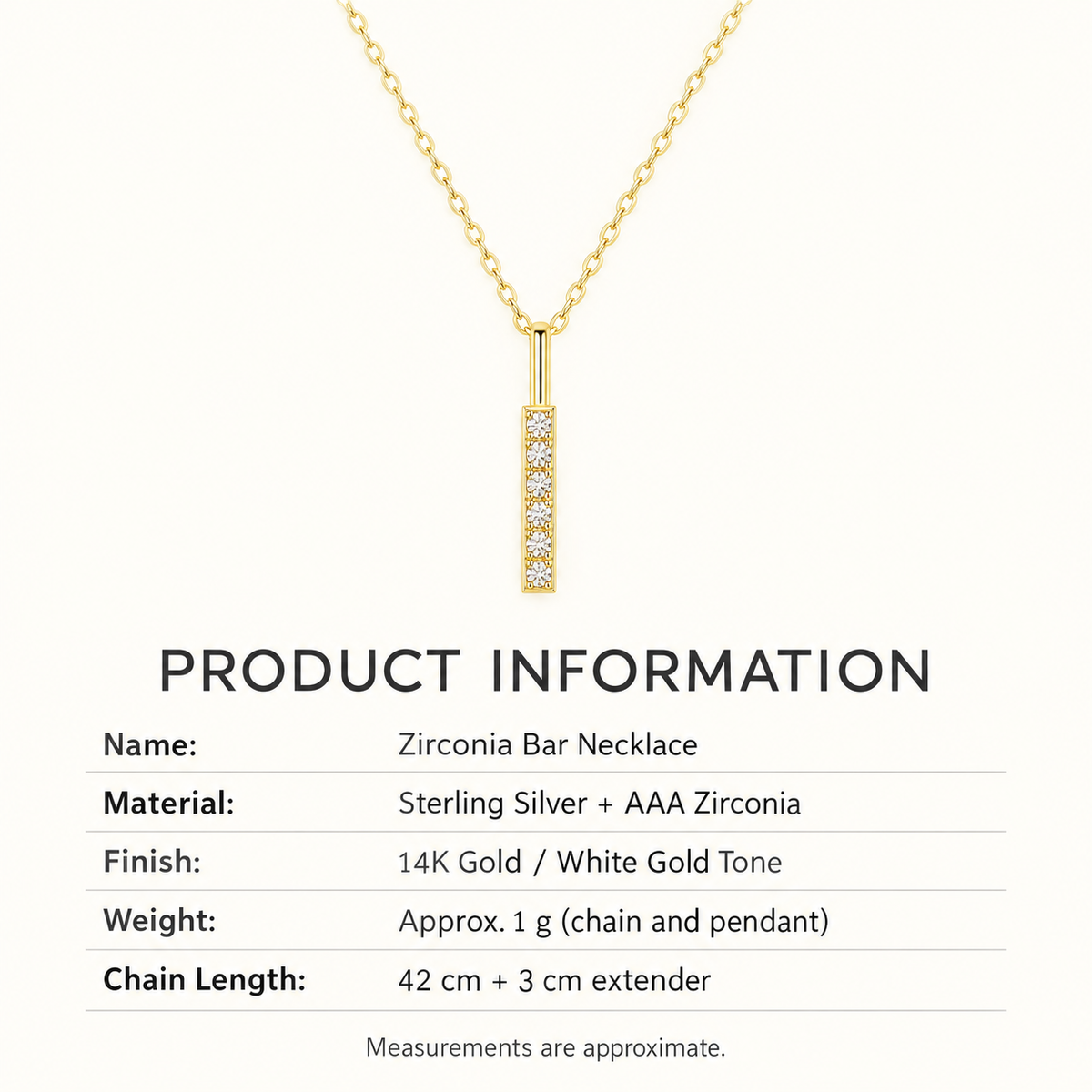 The Elira Linear Zircon Necklace