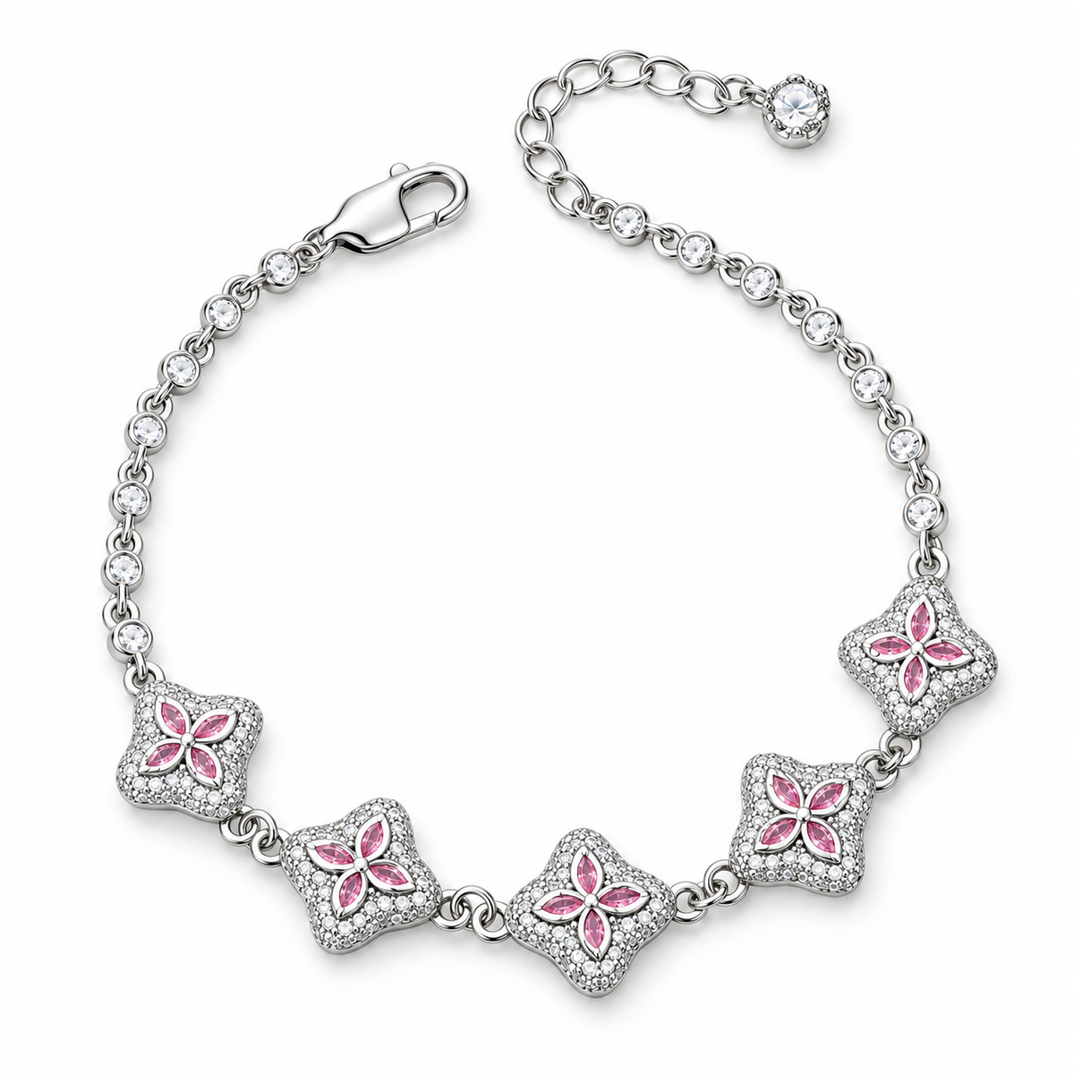 The Elodie Pink Clover Zircon Bracelet