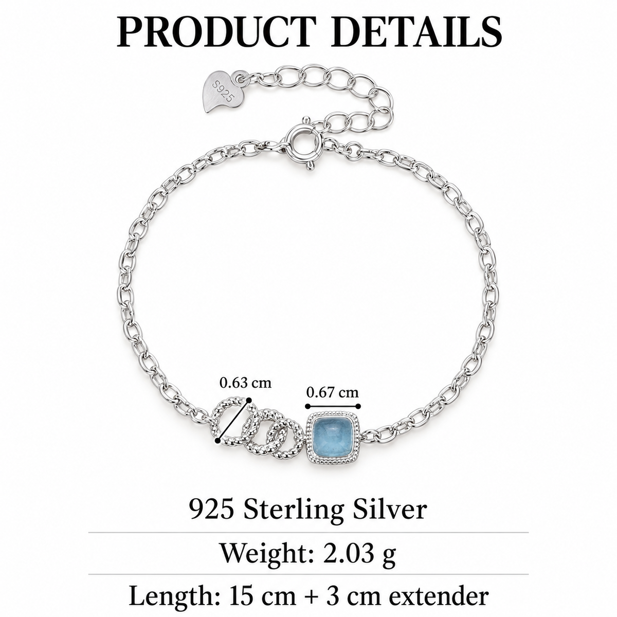 The Marina Aquamarine Square Bracelet