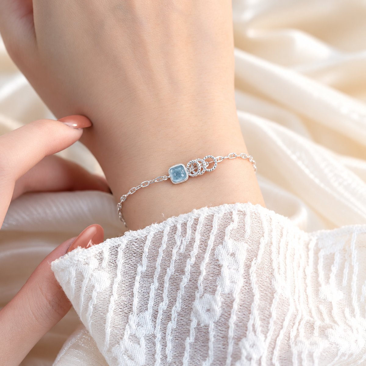 The Marina Aquamarine Square Bracelet