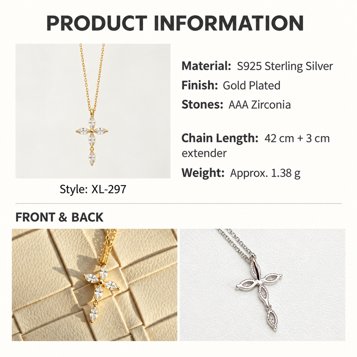 The Seraphine Cross Pendant Necklace
