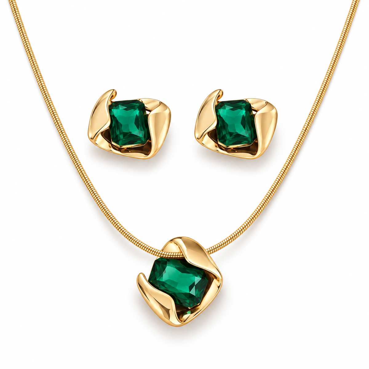 Emerald Sculptural Necklace