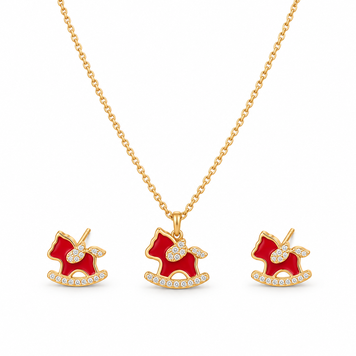 Real Gold-Plated Pony Pendant Necklace
